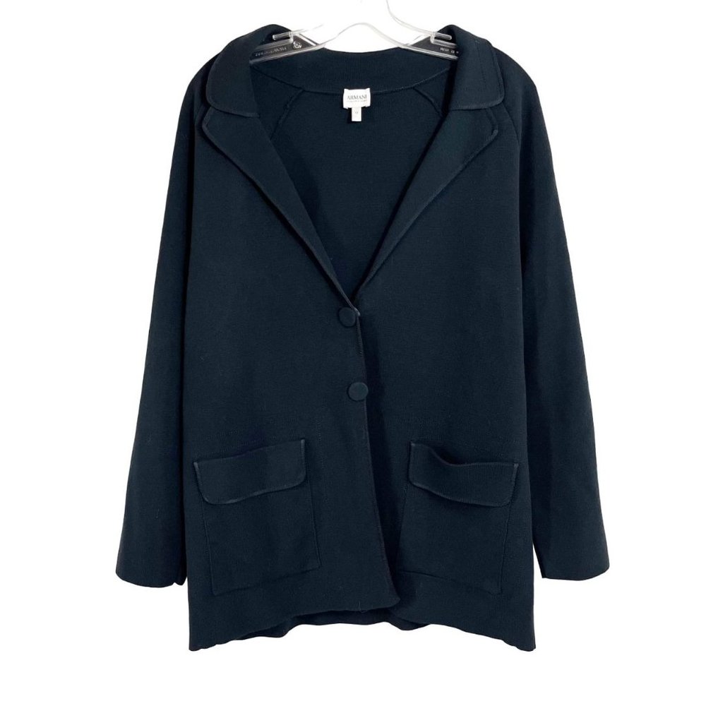 Armani‎ Collezioni Black Knit Jacket Business Career - Size 10